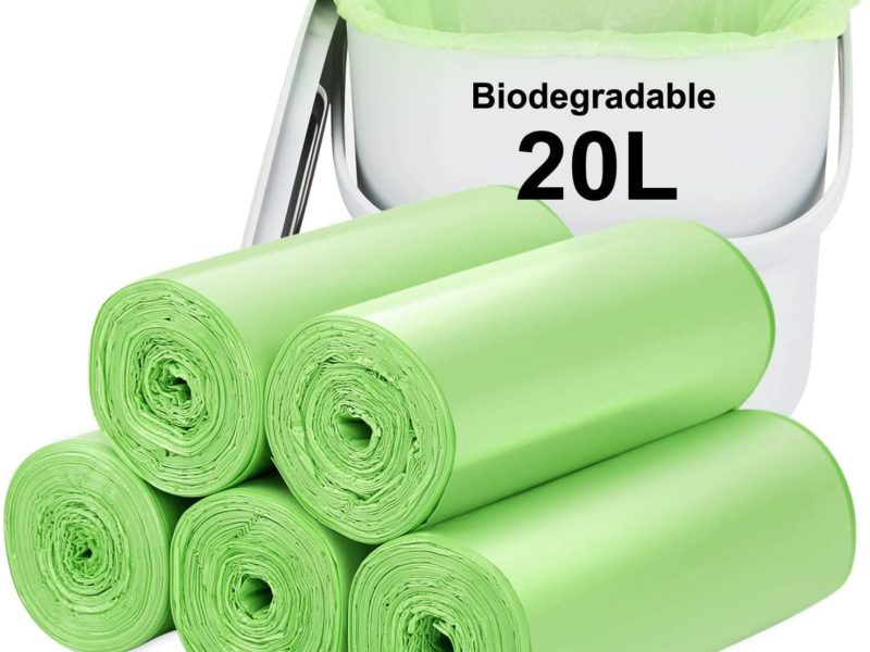 Only £9.85 | Biodegradable bin bags 100PCS, 20L small Bin Liner for Countertop Bin.Aievrgad 5.2 Gallon Trash/Garbage/rubbish Bags, 100% Recycled,Thick, degradable,compostable for Food/household/garden/kitchen